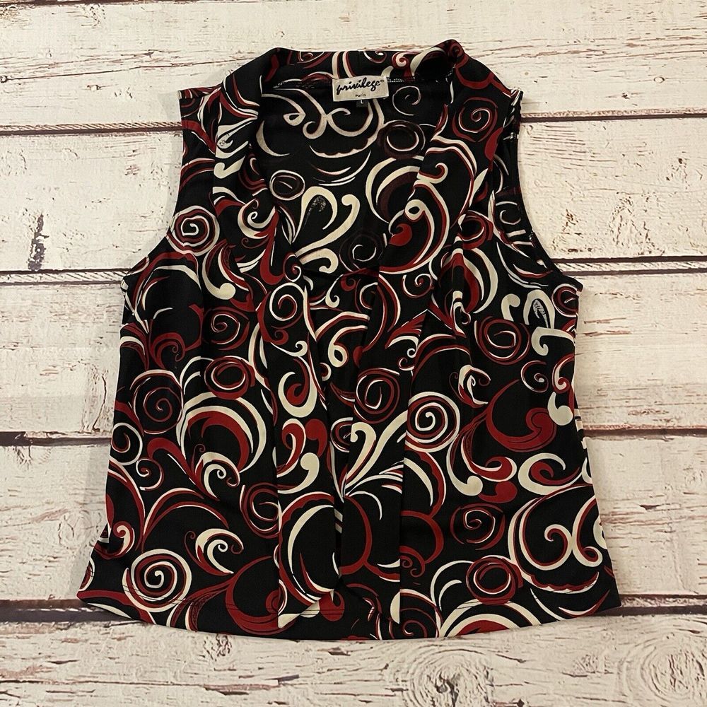 Vintage Privilege Paris Size Large Women's Top Blouse‎  Made In USA Swirls Rare!